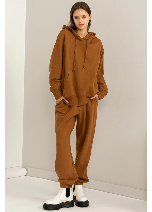 Weekend Chiller Drop Shoulder Oversized Hoodie - Brown-Clothing - Women-HYFVE-Urbanheer