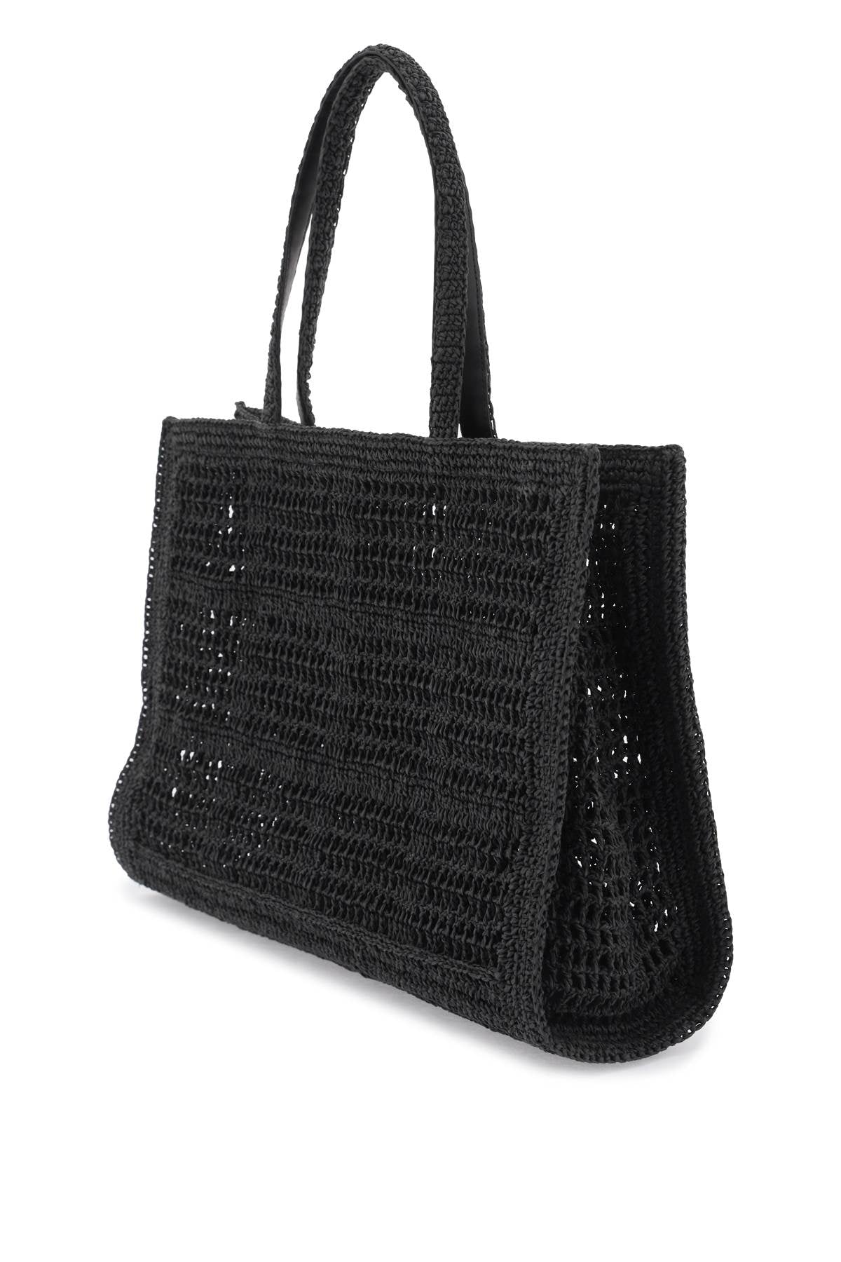 Ella Crochet Raffia Tote Bag In