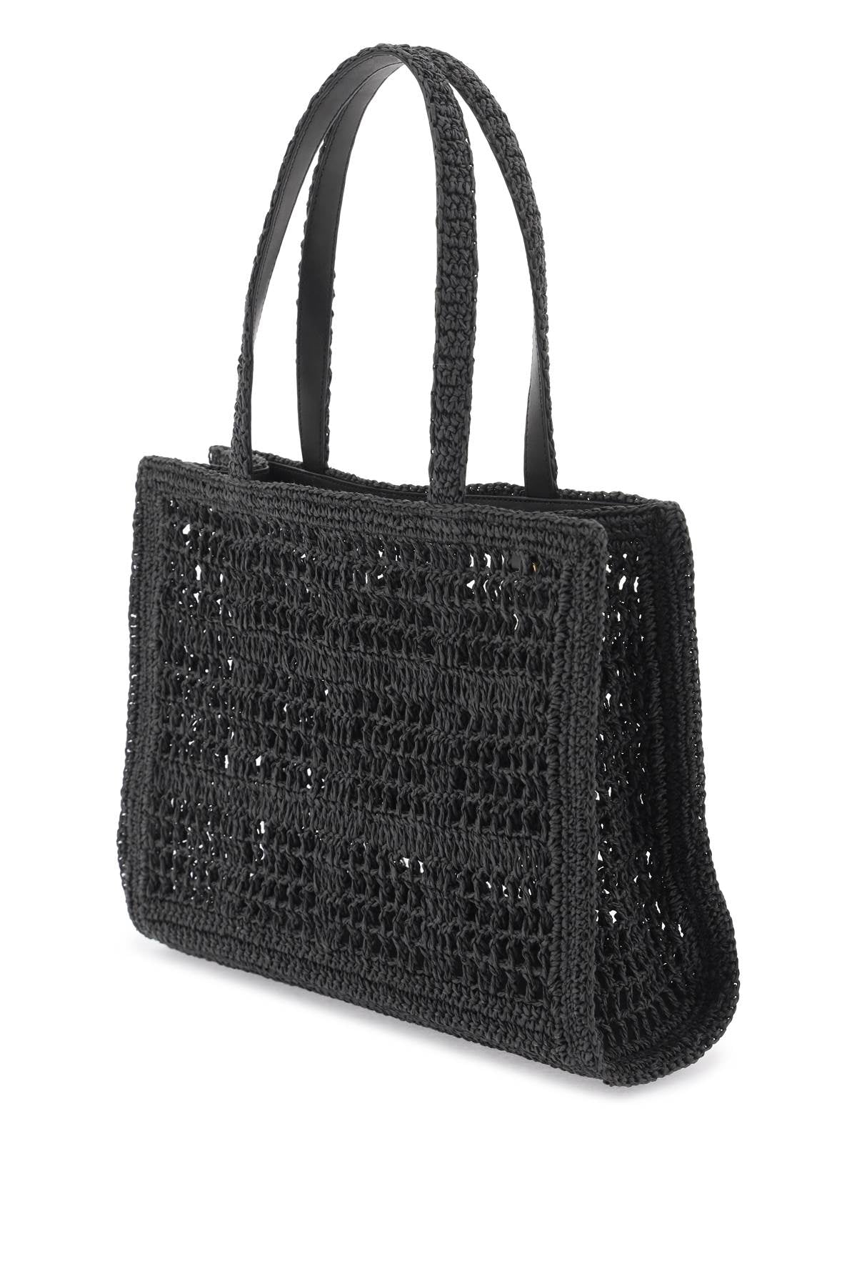 Ella Crochet Raffia Tote Bag In