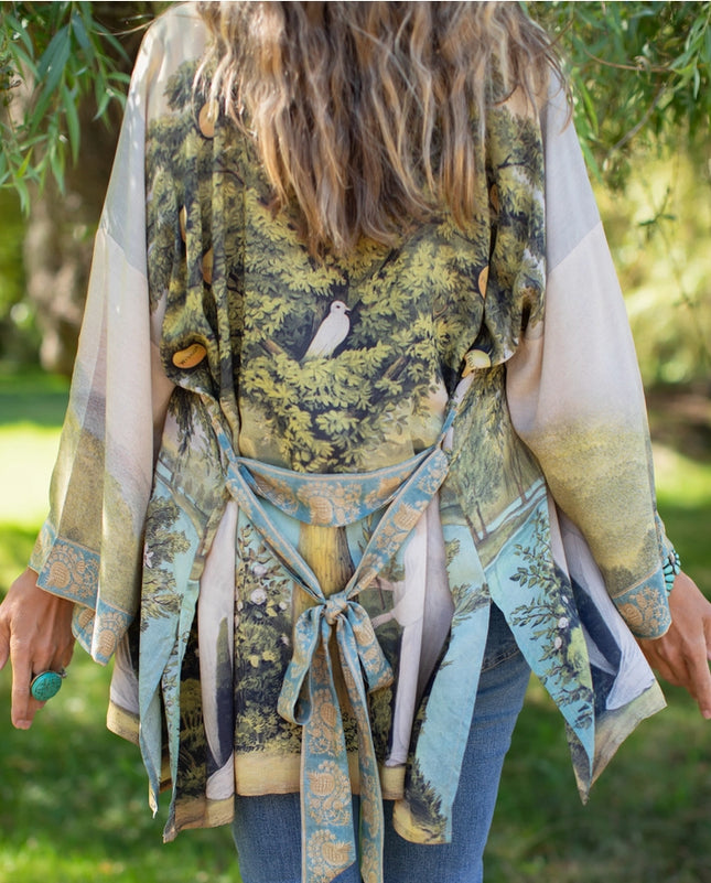 Tree Of Life Bamboo Bohemian Kimono Cardigan With Belt-Kimonos-Market of Stars-Urbanheer