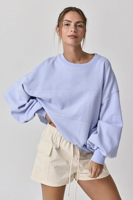 Aubrey Washed Oversized Top Light Blue-TOP-Papermoon-S-Urbanheer