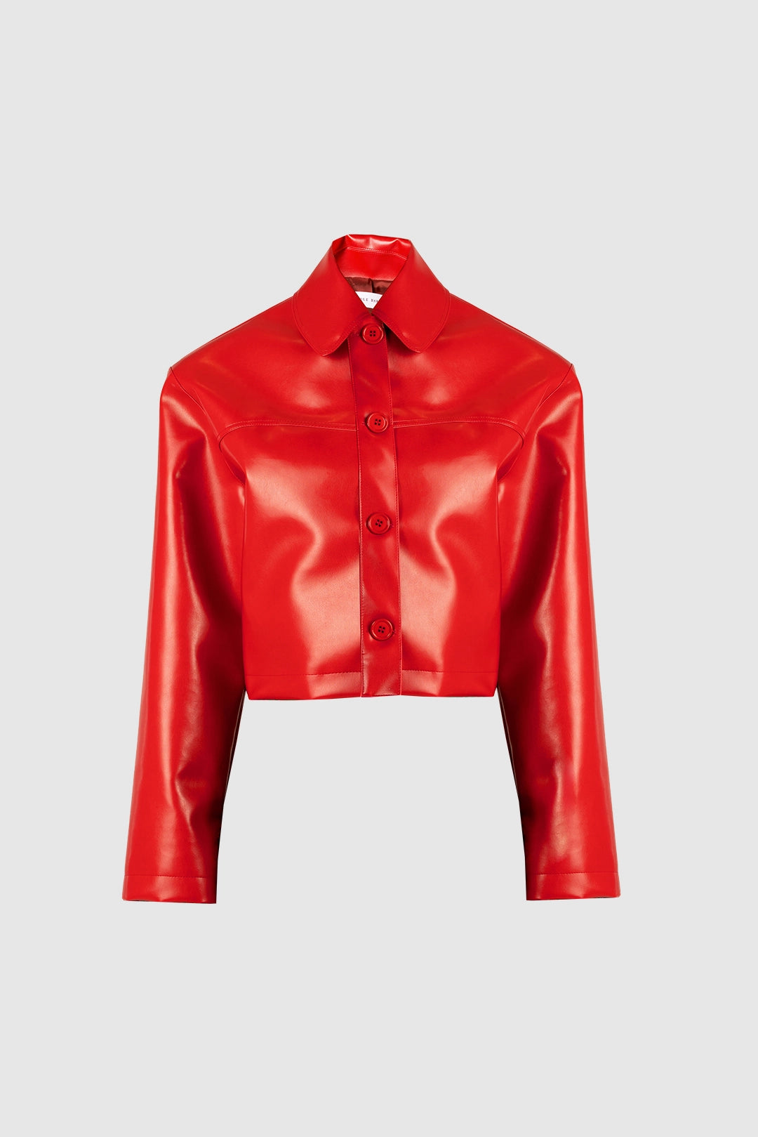 Red Faux Leather Oversized Crop Jacket-Clothing - Women-Nicole Baratta-Urbanheer