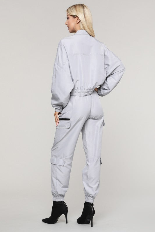 Set - Zip-Up Windbreaker Jacket with Active Jogger Pant-Sets-LABIJOU-Urbanheer