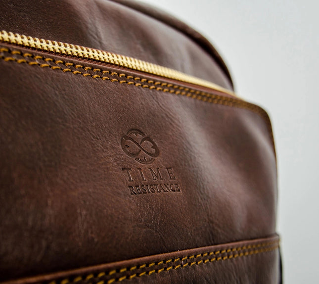 Brown Large Leather Backpack - L.A. Confidential Brown