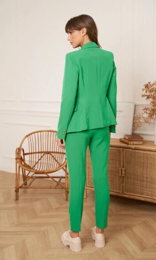 High Waist Cigarette Pants Green-Pants-Attentif Paris-Urbanheer