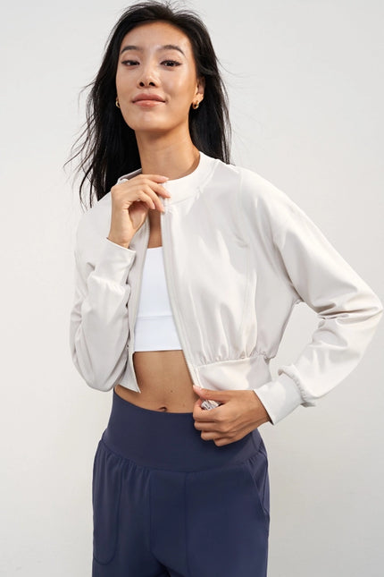 Evadne Element Zipper Boyfriend Bomber Jacket Eggshell-JACKET-91thelabel-S-Urbanheer