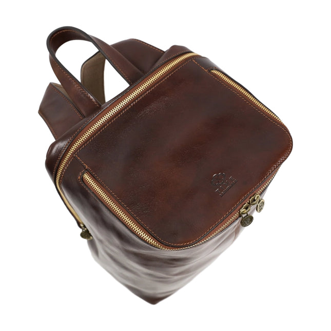 Brown Leather Backpack - A Bend in the River Brown