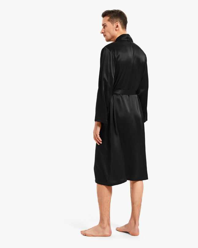 Smooth Silk Robe Black-Robe-MommeSilk-Urbanheer