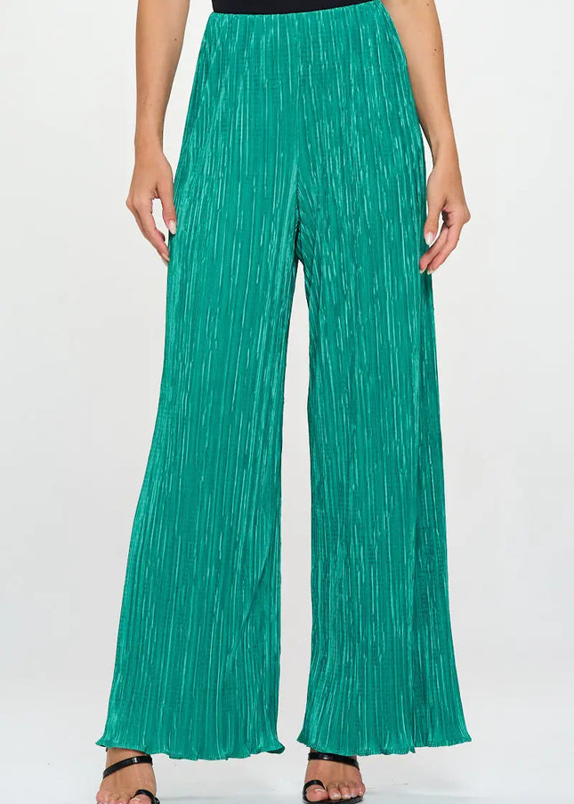 Vibrant Plisse Lined Straight Pants-Renee C.-Urbanheer