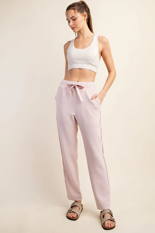 Modal Poly Span Jogger with Side Satin Detail Baby Pink