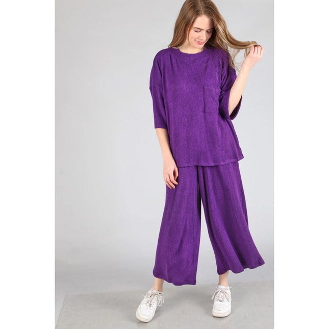 Brushed Wide Leg Pants Purple-Pants-Peace Love Line-S-Urbanheer