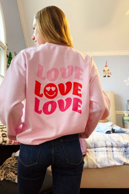 Love Valentines Day Smiley Face Crewneck Sweatshirt-Sweatshirt-Lifestyle Outpost-S-Urbanheer