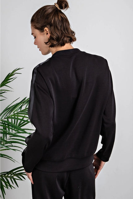 Modal Poly Span Top with Satin Side Detail Black