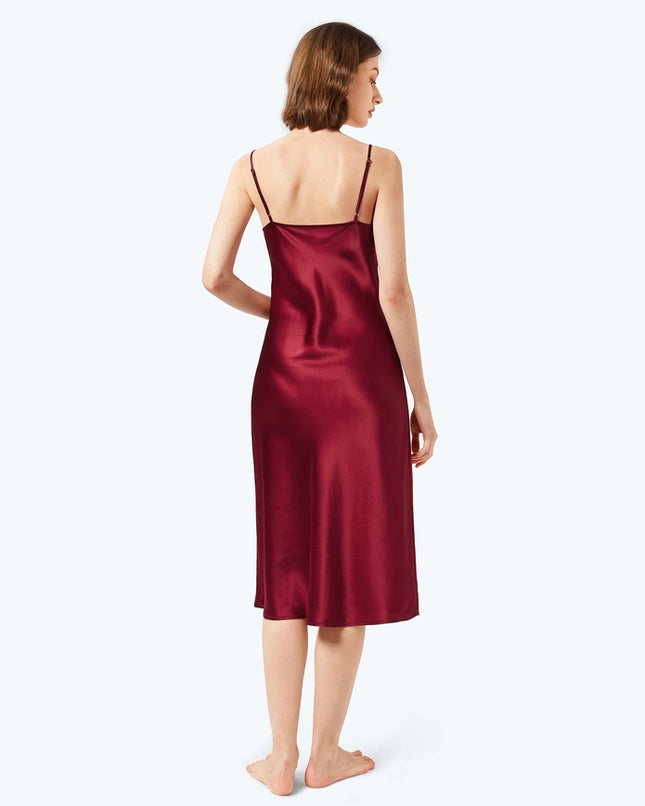 Classic Silk Night Gown Claret-Night Gown-MommeSilk-Urbanheer