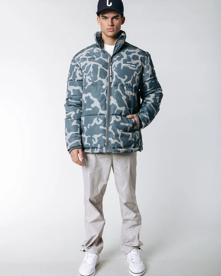 Finch Clean Camo Puffer Jacket | Dark Grey-Clothing Jackets-Colourful Rebel-S-Urbanheer