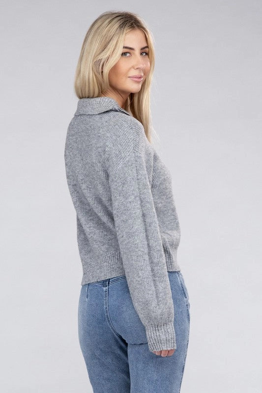 Easy-Wear Half-Zip Pullover Heather Grey-Pullover-Blak Wardrob-Urbanheer