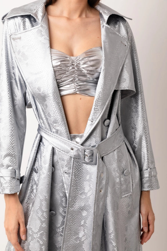 Vivienne Silver Trench Coat-COAT-Amy Lynn-Urbanheer