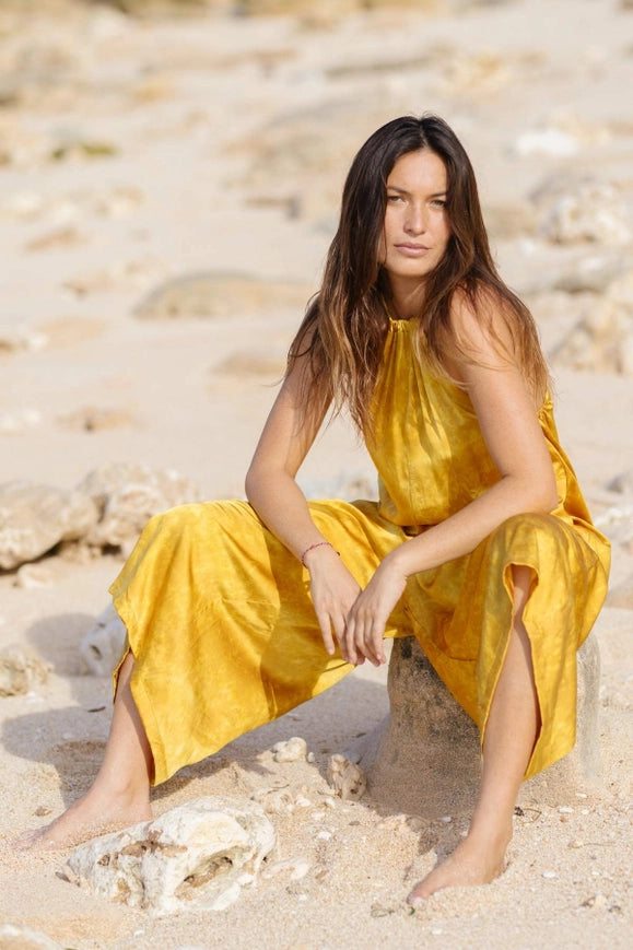 Vata Playsuit (Silk, Multiple Colors) Tumeric Gold-Playsuit-Myrah Penaloza Collection-silk-Urbanheer