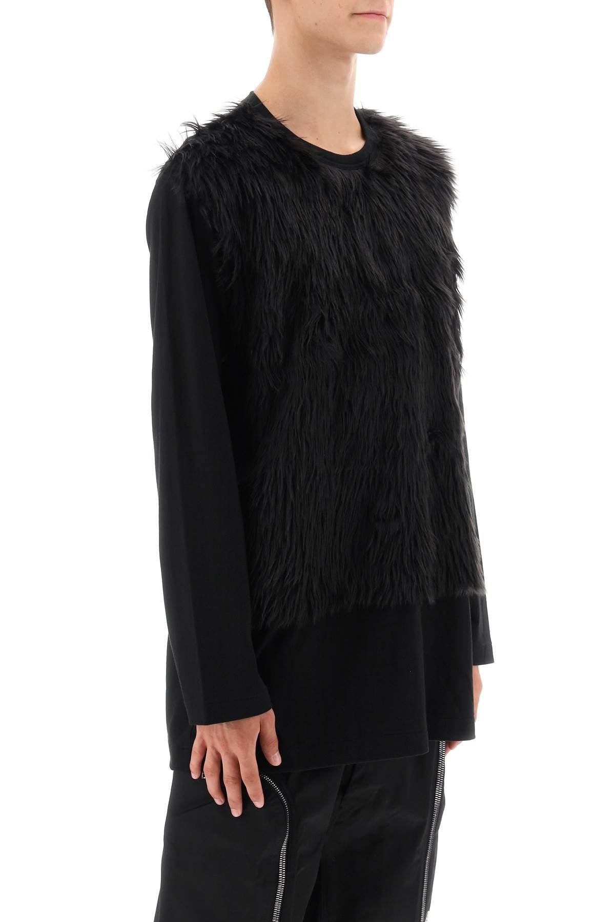 Faux Fur Sleeve T-Shirt