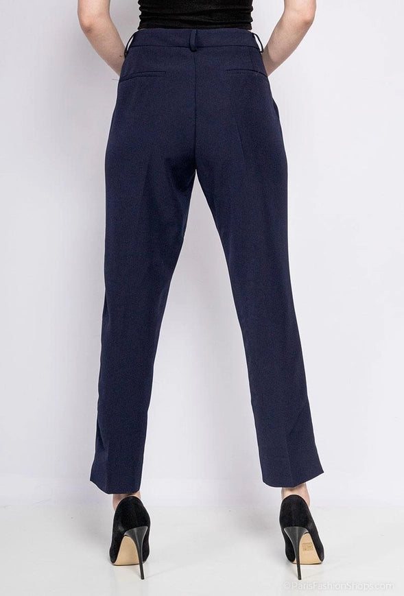 High Waist Cigarette Pants Navy-Pants-Attentif Paris-Urbanheer