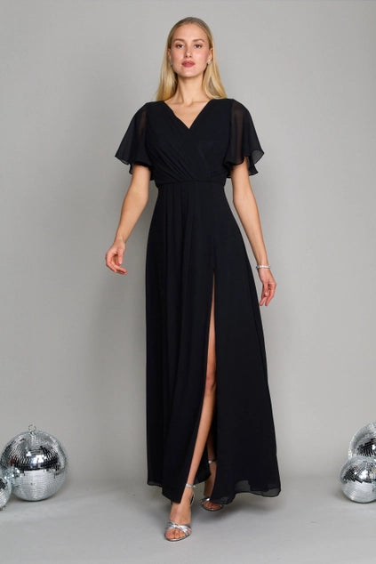 Dylan & Davids Short Sleeve Long Formal Dress-Dylan & Davids-Black-L-Urbanheer