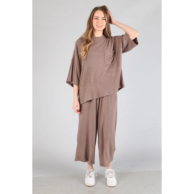 Brushed Wide Leg Pants Coffee-Pants-Peace Love Line-S-Urbanheer