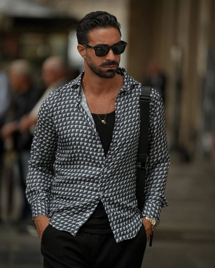 Triangular Geometric Print Shirt-SHIRT-Donato-S-Urbanheer