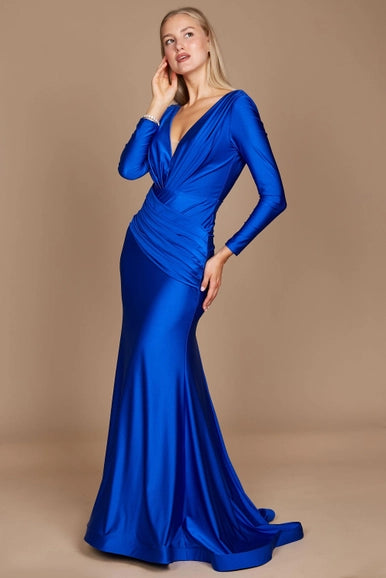 Royal Dylan & Davids Long Sleeve Formal Evening Dress-Dylan & Davids-Royal-4-Urbanheer