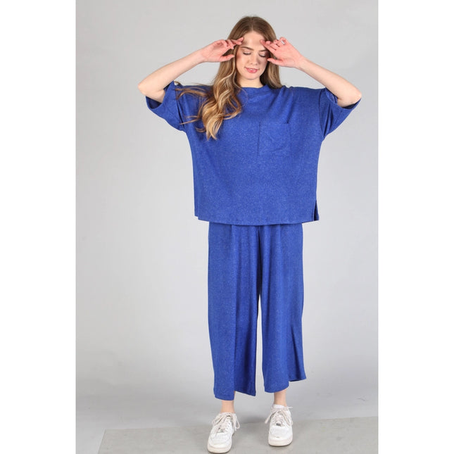 Brushed Wide Leg Pants Royal-Pants-Peace Love Line-Urbanheer