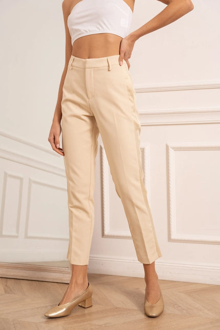 Cigarette Smoking Pants Beige-Pants-Attentif Paris-Urbanheer