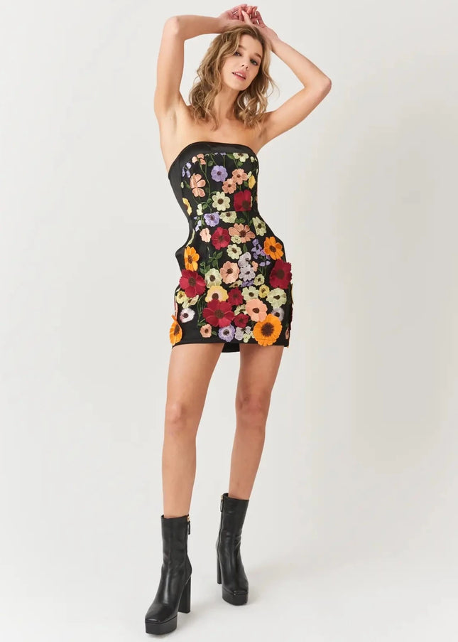 Emilia Floral Applique Mini Dress-Clothing - Women-Amy Lynn-S-Urbanheer