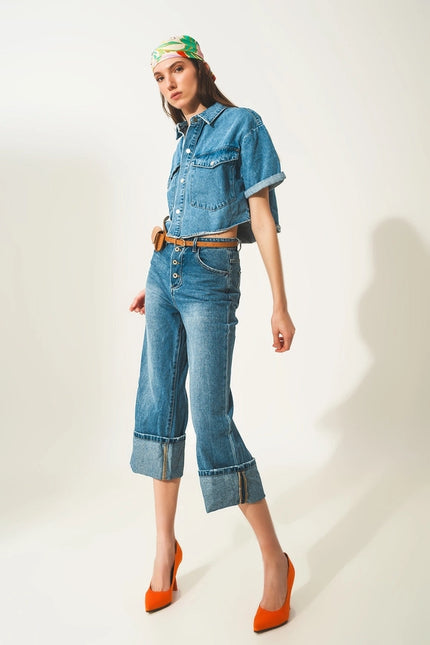 Denim Cropped Shacket in Authentic Blue-Shacket-Q2-Blue-M-Urbanheer