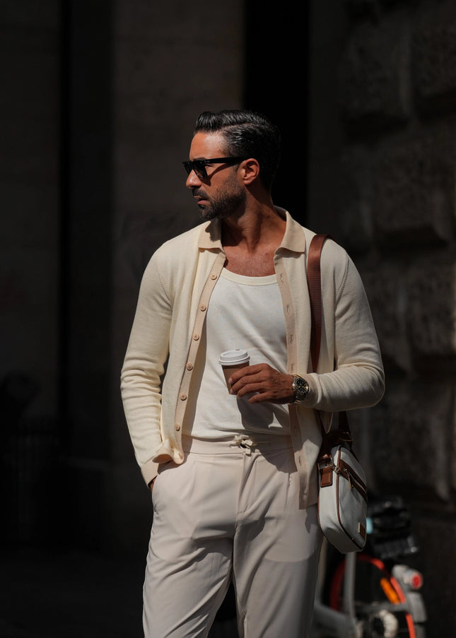 Off White & Cream Polo Cardigan-Clothing - Men-Donato-Urbanheer