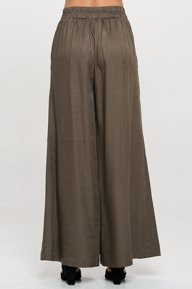 Tencel Solid Wide Leg Pants with Pockets-3