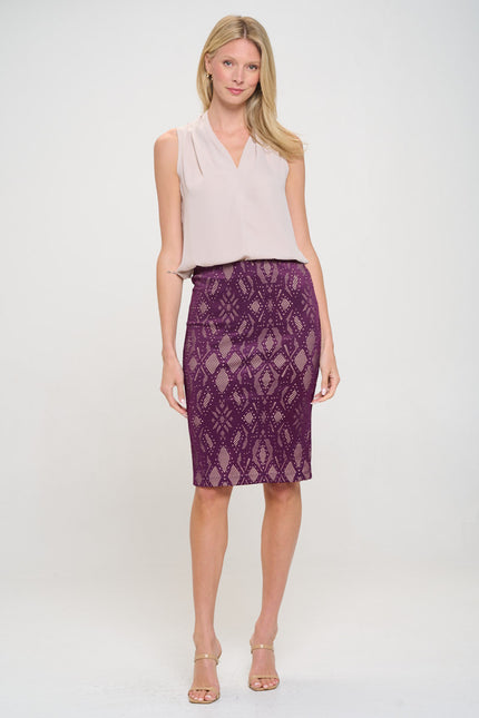 Jacquard Knit Lined Midi Skirt-4