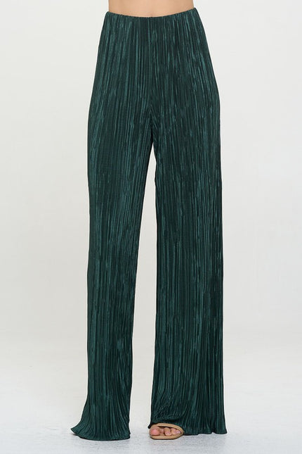 Vibrant Plisse Lined Straight Pants-0