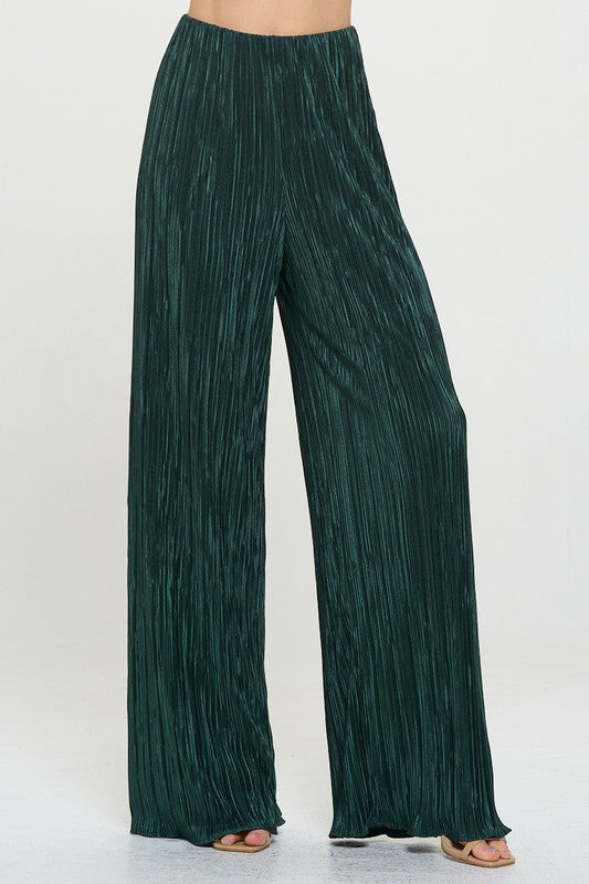 Vibrant Plisse Lined Straight Pants-1