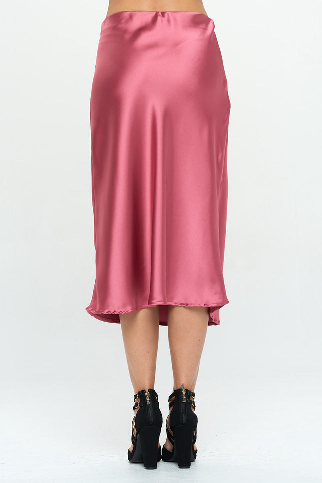 Solid Satin Midi Skirt-3