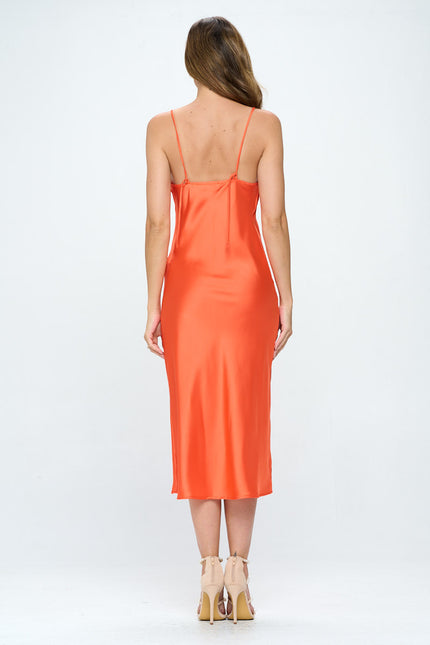 Satin Bias Slip Dress with Slit-4