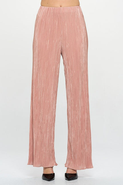 Vibrant Plisse Lined Straight Pants-0