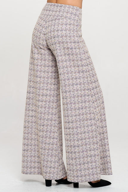 Plaid Tweed Knit with Wide Leg Pants-3