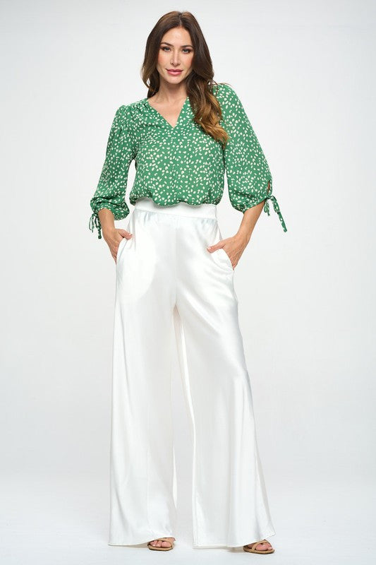 Print Top with Self Tie Sleeves-4