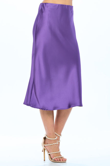 Solid Satin Midi Skirt-1