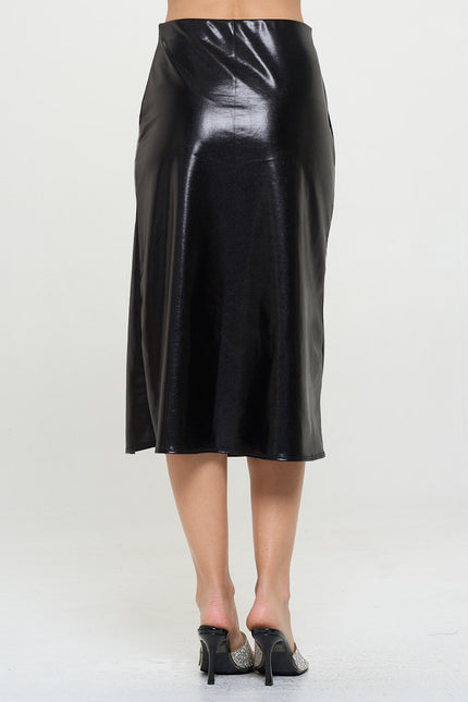 Metallic Midi Skirt with Slit-4