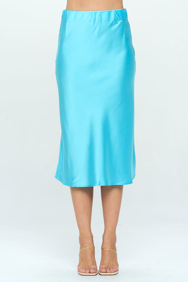 Solid Satin Midi Skirt-0