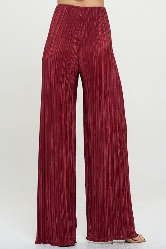 Vibrant Plisse Lined Straight Pants-3