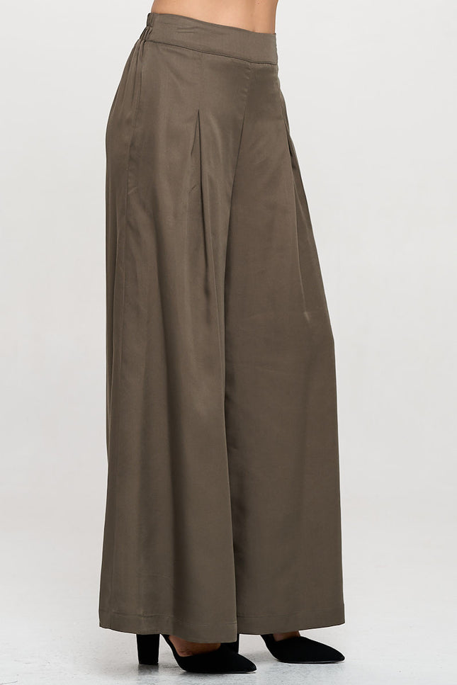 Tencel Solid Wide Leg Pants with Pockets-1