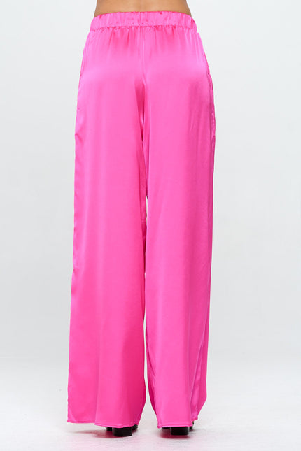 Stretch Satin Pants w/ Elastic Waist and Pocket-3