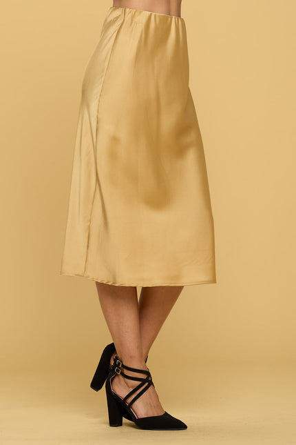 Solid Satin Midi Skirt-1