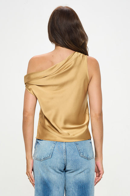 Dropped Shoulder Long Sleeve Satin Top-3